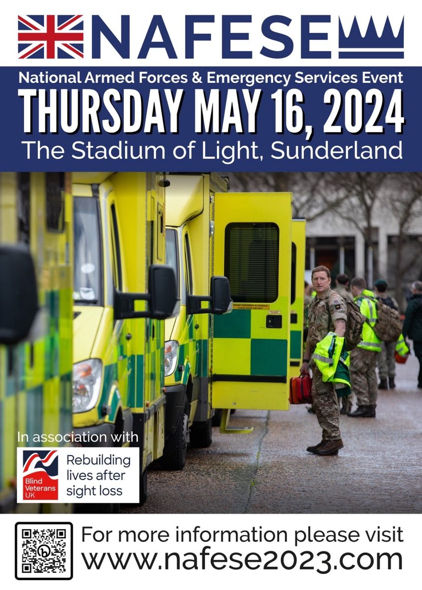 The National Armed Forces & Emergency Services Event 2024 takes place on Thursday May 16 at the Stadium of Light, Sunderland. Registration is free and can be done by signing up here 👉 lnkd.in/e2r4M5XM #armedforces #emergencyservices #sunderland #NAFESE2024 🇬🇧🤝