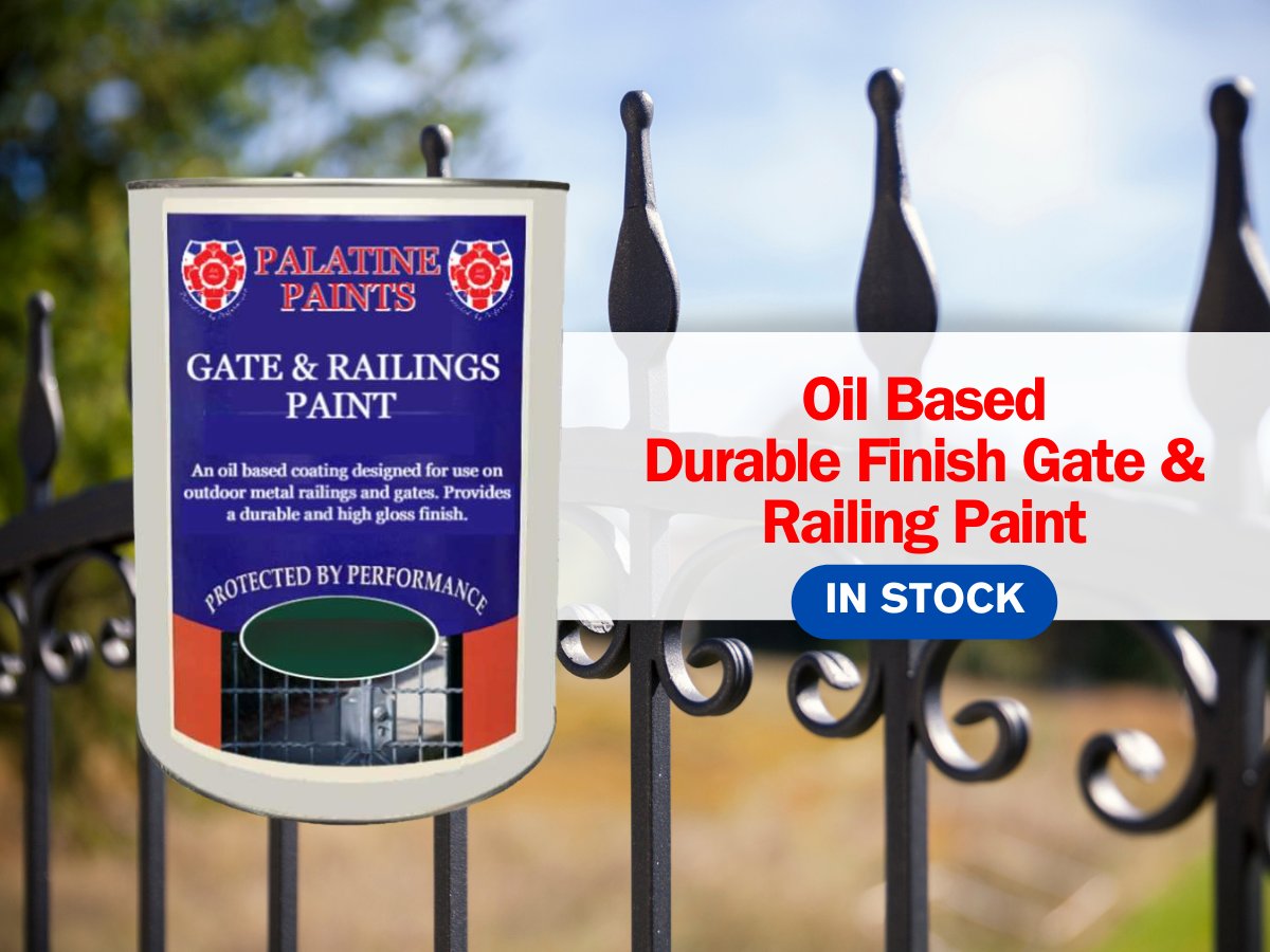 A durable gloss finish paint for use on outdoor metal railings and gates. ✅Touch dry in 2 hours ✅Suitable for a variety of types of metal ✅Also available in RAL classic, BS 4800 and BS 381C colours Get yours here: palatinepaints.co.uk/product/gate-r…