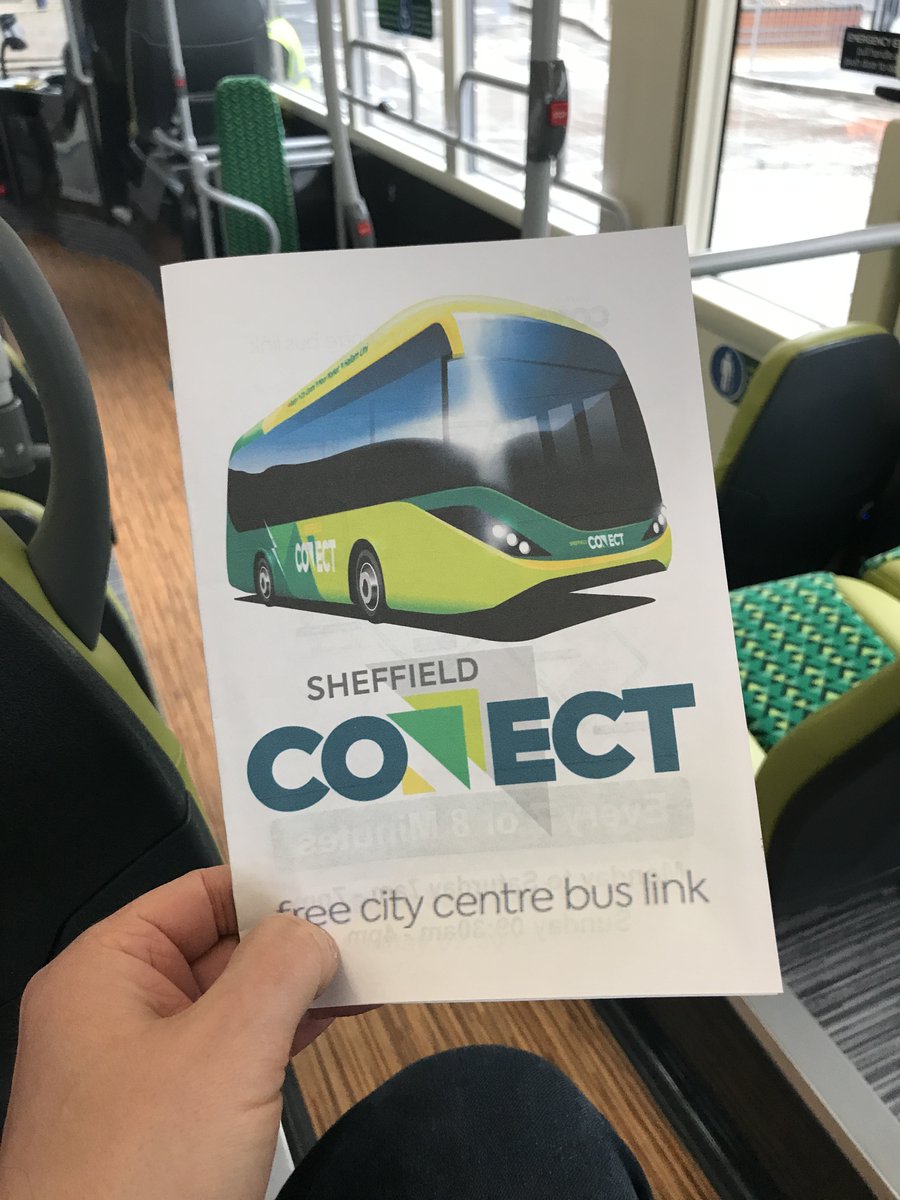 Our first use of the Sheffield Connect electric bus service in the city centre this morning ⚡ SC1 from the Interchange (Pond St) via 🚏 High St 🚏 Church St 🚏 Leopold St 🚏 West St 🚏 Rockingham St 🚏 Charter Row 🚏 Eyre St before completing the circuit via 🚏 Paternoster Row.