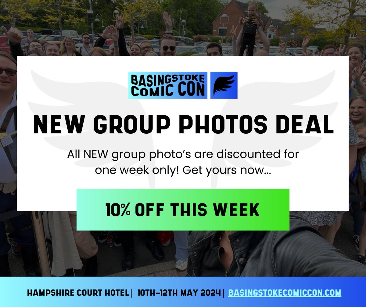 Exciting News! This week only, ALL NEW group photo ops are 10% OFF 💥 Grab yours online now while you can: basingstokecomiccon.com/shop/category/… #photoops #comicconuk #comiccon2024 #deals