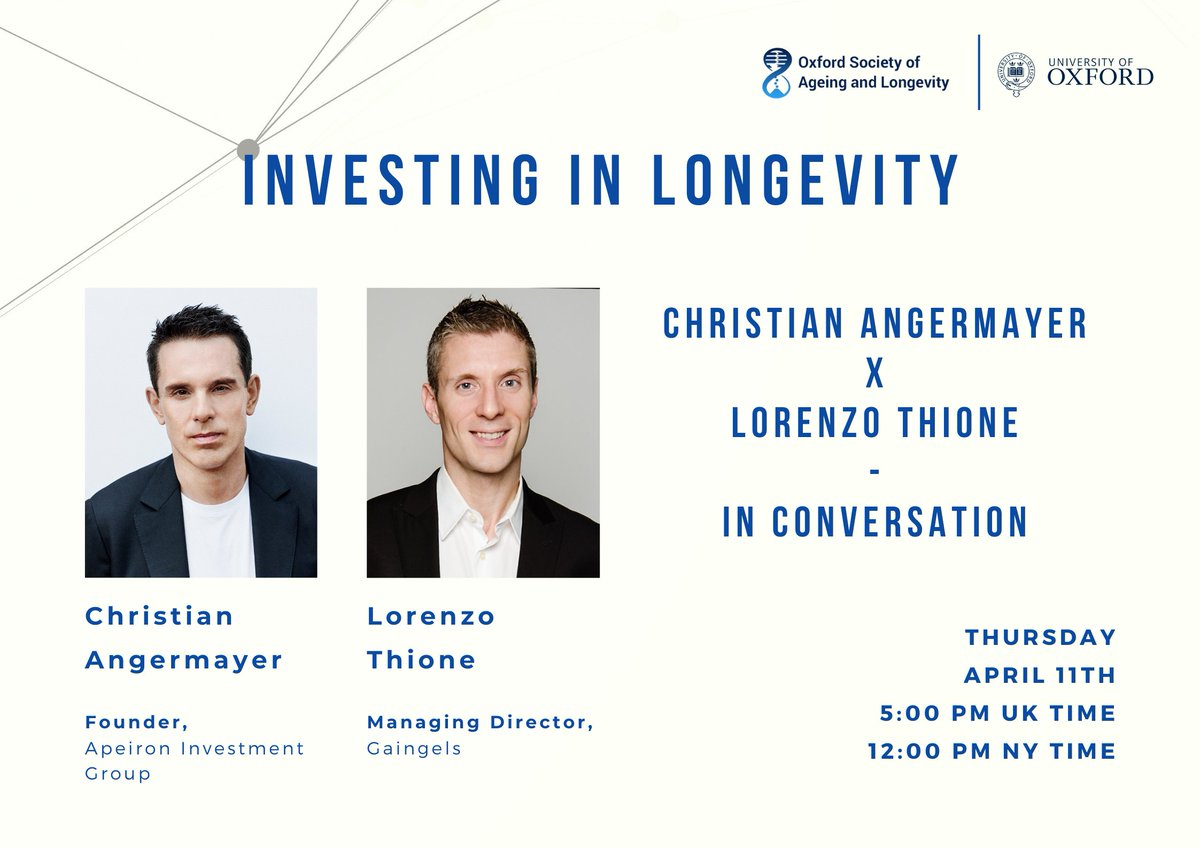 Investing in Longevity: Christian Angermayer & Lorenzo Thione (Thursday, April 11th) rapamycin.news/t/investing-in…