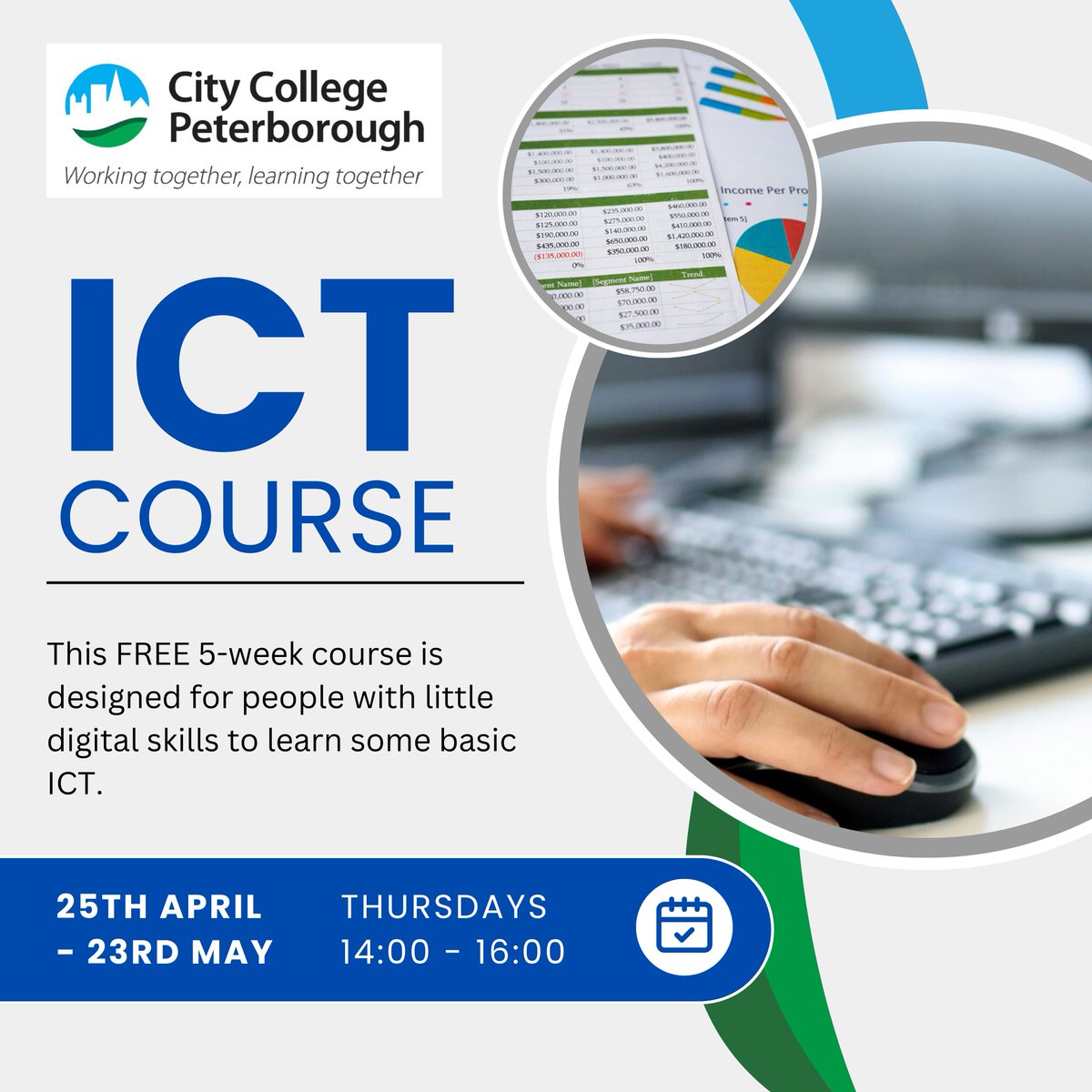 💻 Would you like to brush up on your ICT skills? This FREE 5-week Introduction to ICT course is designed for people with little digital skills to learn some basic ICT. ow.ly/mC0e50Rb6s2 01733 761361 admin@citycollegpeterborough.ac.uk #ICTSkills #MicrosoftOffice