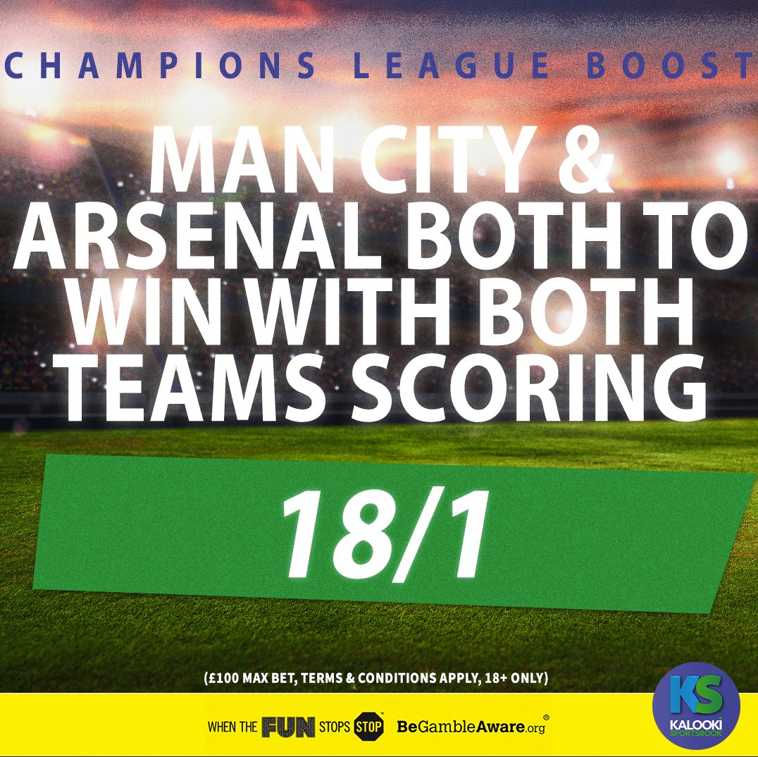 The #UCL quarter-final action gets underway this evening 🏆 And we're offering a BOOSTED 18/1 for Arsenal & Man City to both pick up BTTS victories! ⚽️ 🔞 BeGambleAware.org T&Cs Apply - rb.gy/0y507