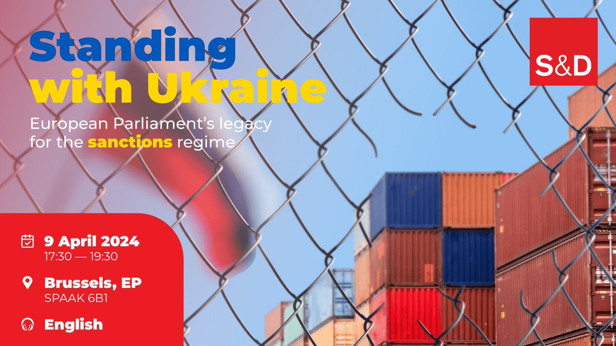Today we will talk about #sanction policy: how the EU can support #Ukraine more effectively. You are welcome to event in EP: Joining with me on stage will be: @berndlange, @profMarekBelka, @VDombrovskis If you are in Brussels, don't miss our event: socialistsanddemocrats.eu/events/sd-even…
