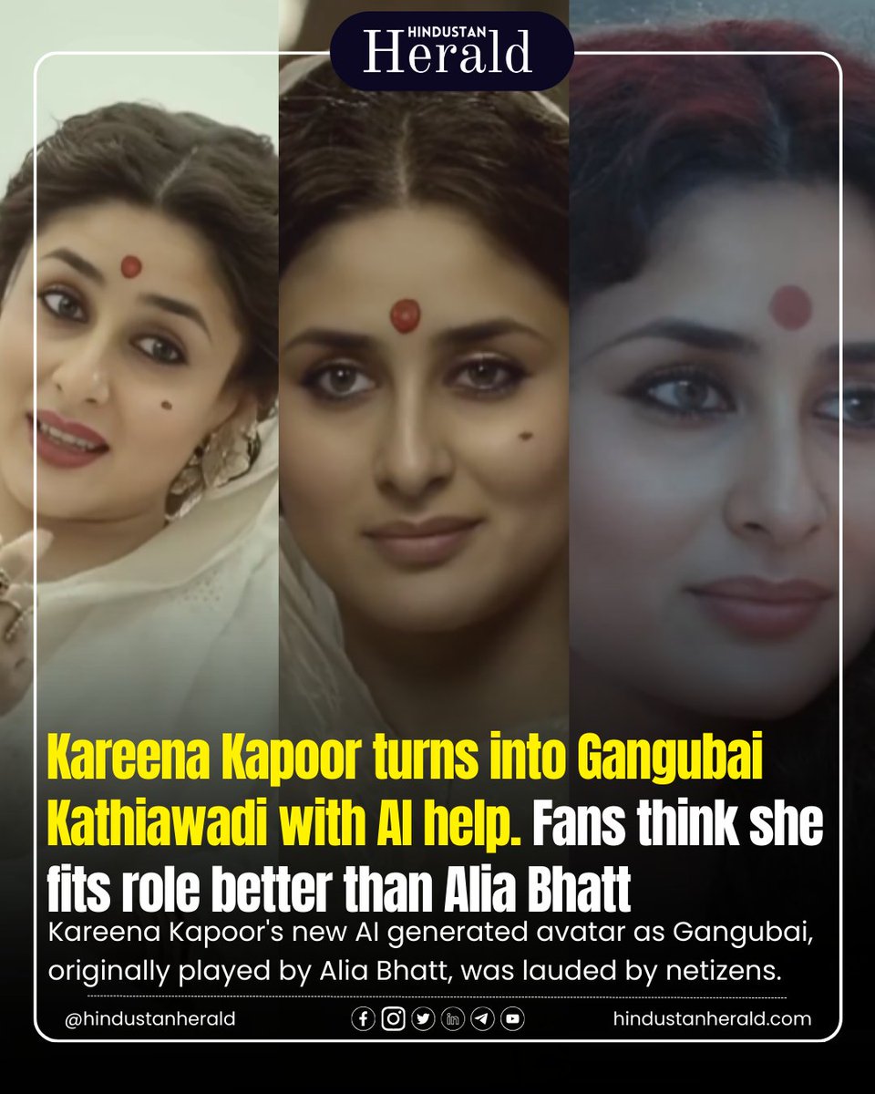 🌟 A new twist in Bollywood! Kareena Kapoor's AI-generated Gangubai avatar stirs up opinions, with fans comparing her to Alia Bhatt's portrayal. 

#GangubaiKathiawadi #AI #BollywoodDebate #FanOpinions #FilmCritique #BollywoodBuzz #hindustanherald