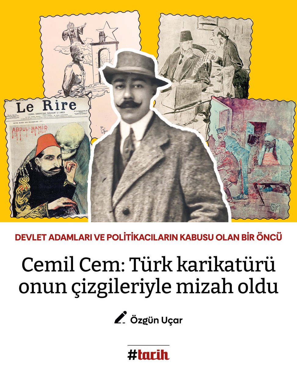 74 yıl önce bugün, 9 Nisan 1950’de vefat eden Cemil Cem 20. yüzyılın başında Fransa’da Dışişleri’nde görevliyken karikatürle ilgilenmeye başlamış ve sonraki hayatını bu sanata vakfetmişti. Önce Kalem dergisinde çizen, sonra kendi adını taşıyan dergiyi çıkaran sanatçı, özellikle