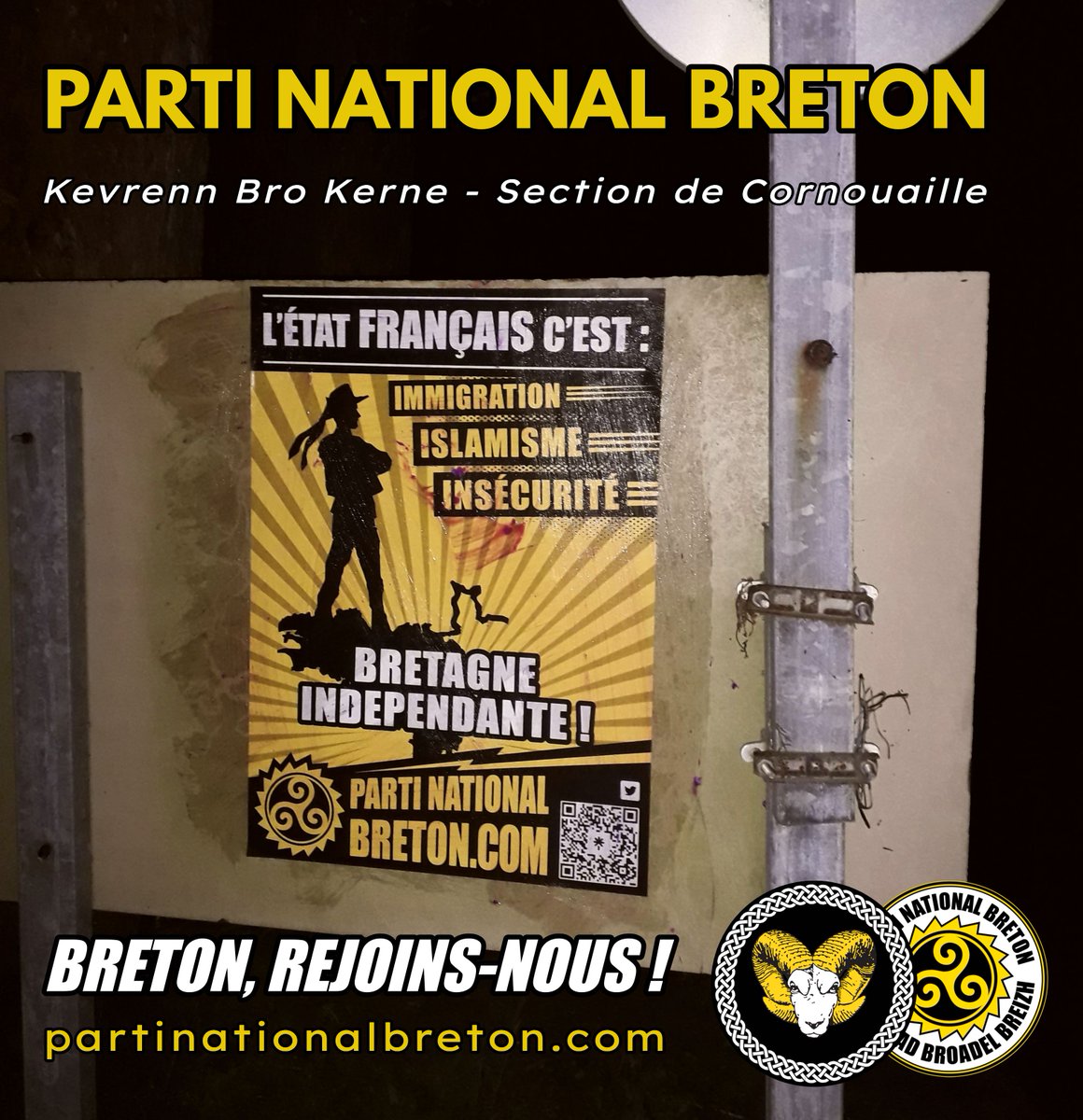 🟨⬛️ Le Parti National Breton structure sa présence en Cornouaille. Ce weekend, les militants du PNB ont mené une action d'affirmation nationale dans le Pays Bigouden 🔥👊

➡️Rejoignez-nous : partinationalbreton@yandex.com