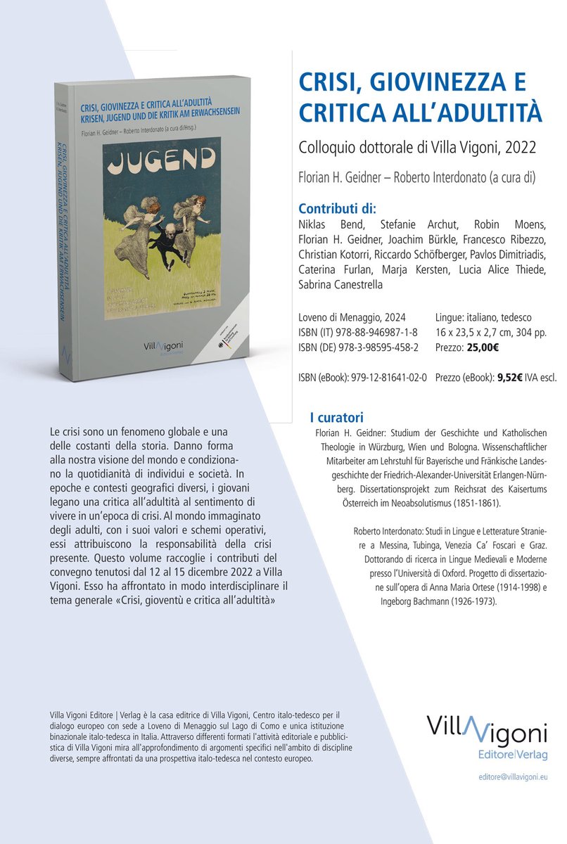 💥Nuova pubblicazione: Crisi, giovinezza e critica all'adultità 🛒 tinyurl.com/45rkdrya #villavigonieditoreverlag