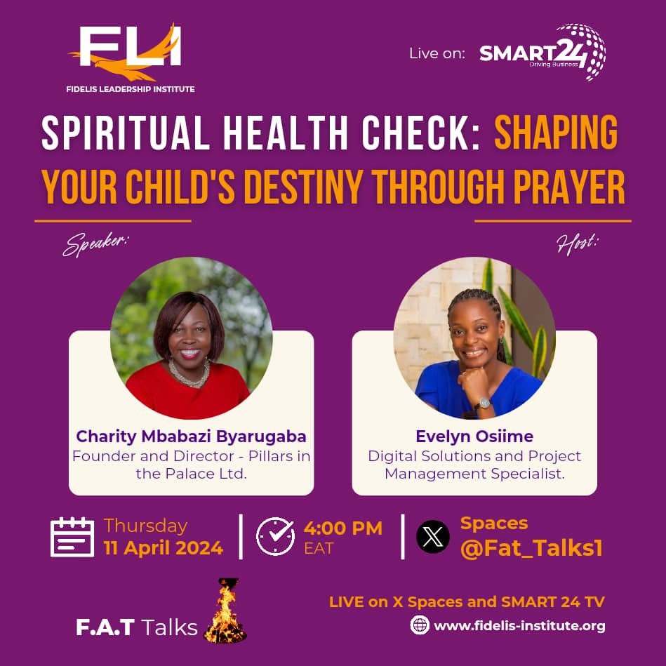 🌟 Join us this Thursday at 4 PM for a TV talk show on 'Shaping Your Child's Destiny Through Prayer.' Discover how prayer nurtures spiritual health and positively influences your child's future with @CharityByarugab Don't miss this enlightening discussion! #SpiritualHealth