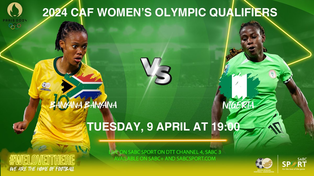 Game Day!!!⚽️ Get ready for an intense showdown as Banyana Banyana takes on Nigeria!! 🚨Live 📅Tue, 09 April ⏲️19:00 📺SABC Sport & SABC 3 📱SABC+ 🌐sabcsport.com #SABCSportFootball #WeLoveItHere
