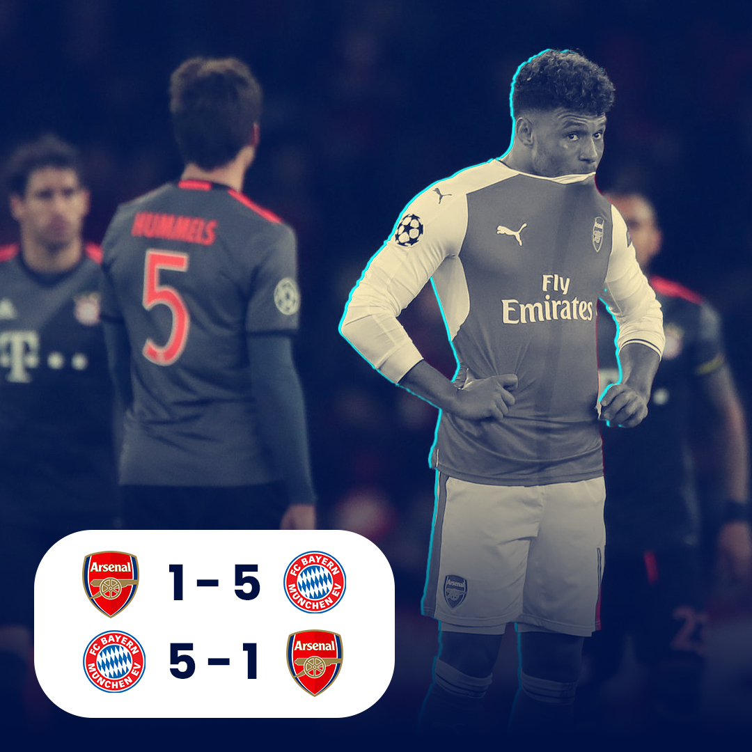 Remember when?😝 Arsenal has come a long way from the 2017 embarrassment at the hands of Bayern. In 2024, a steely Gunners, and a shaky Bayern could mean revenge could be on the cards for Arsenal after all this while. Bet now on betking.com #UCL #ARSFCB #BetKing