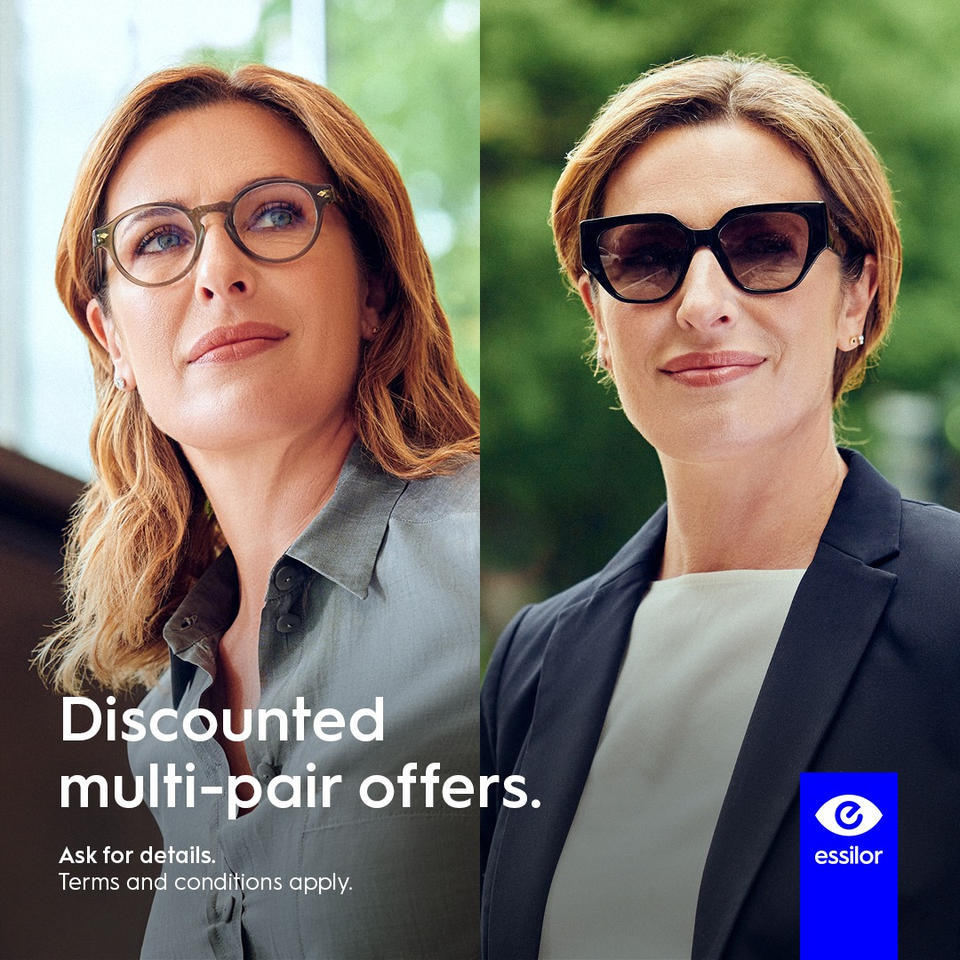 Praills's tweet image. Two Pairs Are Better Than One! Buy 2 Pairs of Essilor lenses and get your 2nd pair of lenses discounted or FREE! Buy 3 pairs and get the lower price pairs discounted! Available in Crizal, Eyezen, Transitions and Varilux lenses only at Praills Opticians* see website for details.
