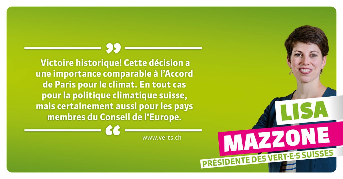 📣 La Cour des droits de l'Homme condamne la Suisse pour sa protection insuffisante du climat. Historique ! #Ensemblepourleclimat🌍