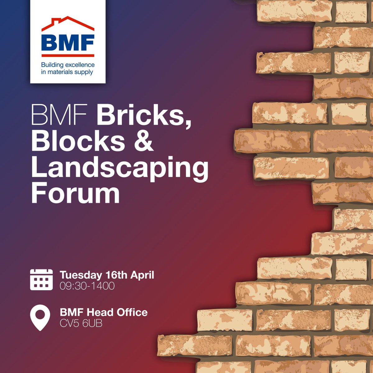 It's just one week to go until our Bricks, Blocks & Landscaping Forum! Chaired by Bradfords Building Supplies Managing Director, David Young. 📅 16/04/2024 ⏰ 09:30 - 14:00 📍 BMF Head Office, CV5 6UB There are just a few places left! visit: bit.ly/3TOAM9O to book now!