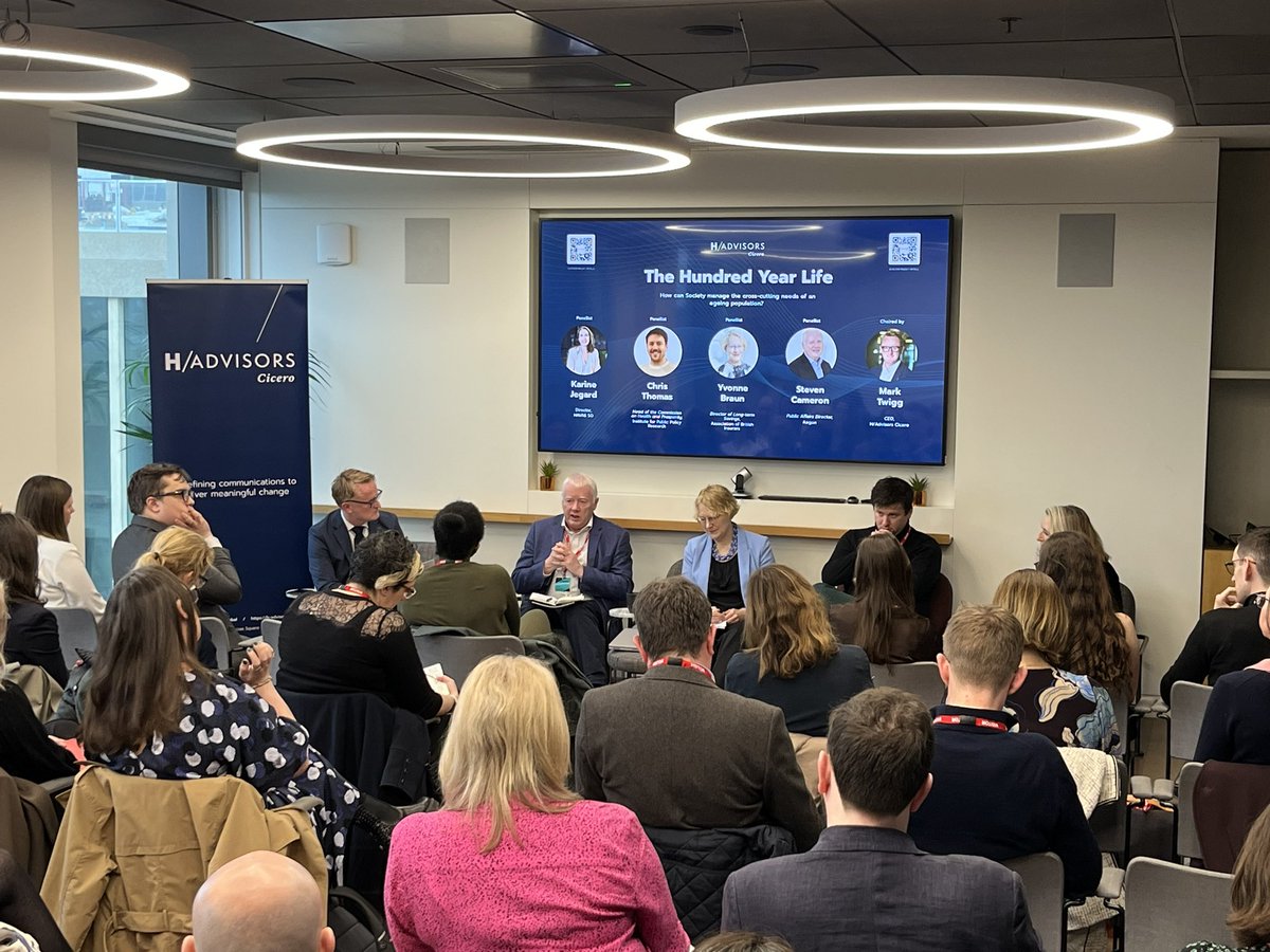 Our #100YearLife event is underway this morning @_StevenCameron @YvonneBraun4 @cthomasippr #KarineJegard #MarkTwigg #pensions #health #ageing #policy @H__Advisors