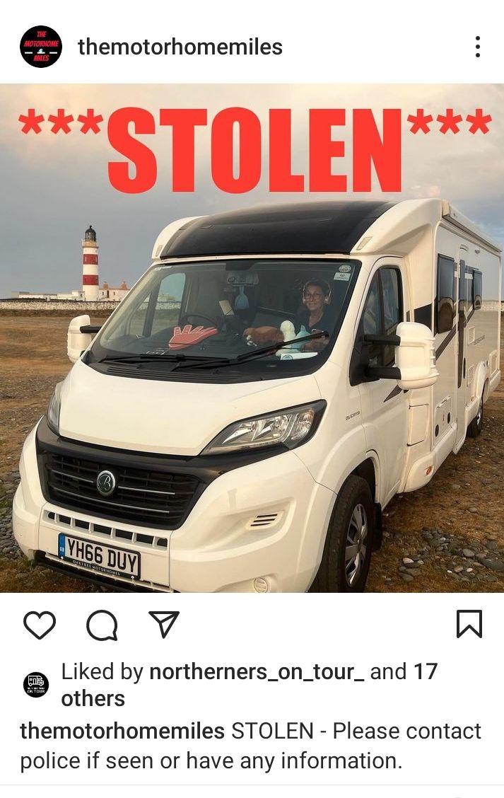 Motorhome Miles @motorhomemiles1 Have had their motorhome stolen YH66DUY Let's get this out there & resend the message.