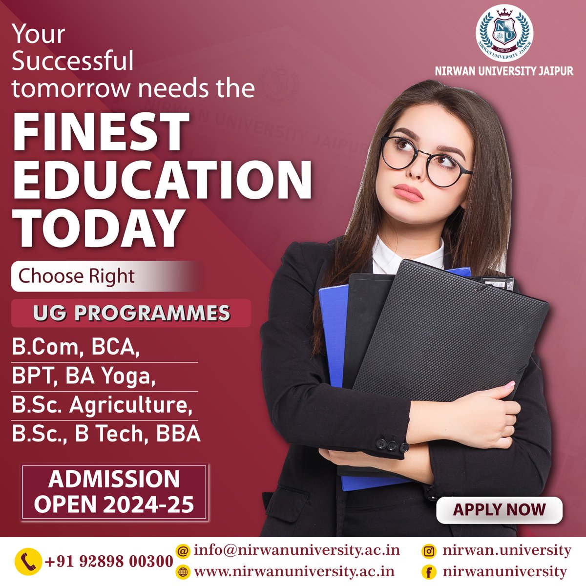 Your path to a successful tomorrow begins with quality education today! Nirwan University Jaipur is now accepting applications for the 2024-25 academic year. #NirwanUniversityJaipur #AdmissionsOpen #DreamCareer #BBA #BSC #BTech #BCA #Bcom #BPT #BA #AdmissionOpen #Commerce