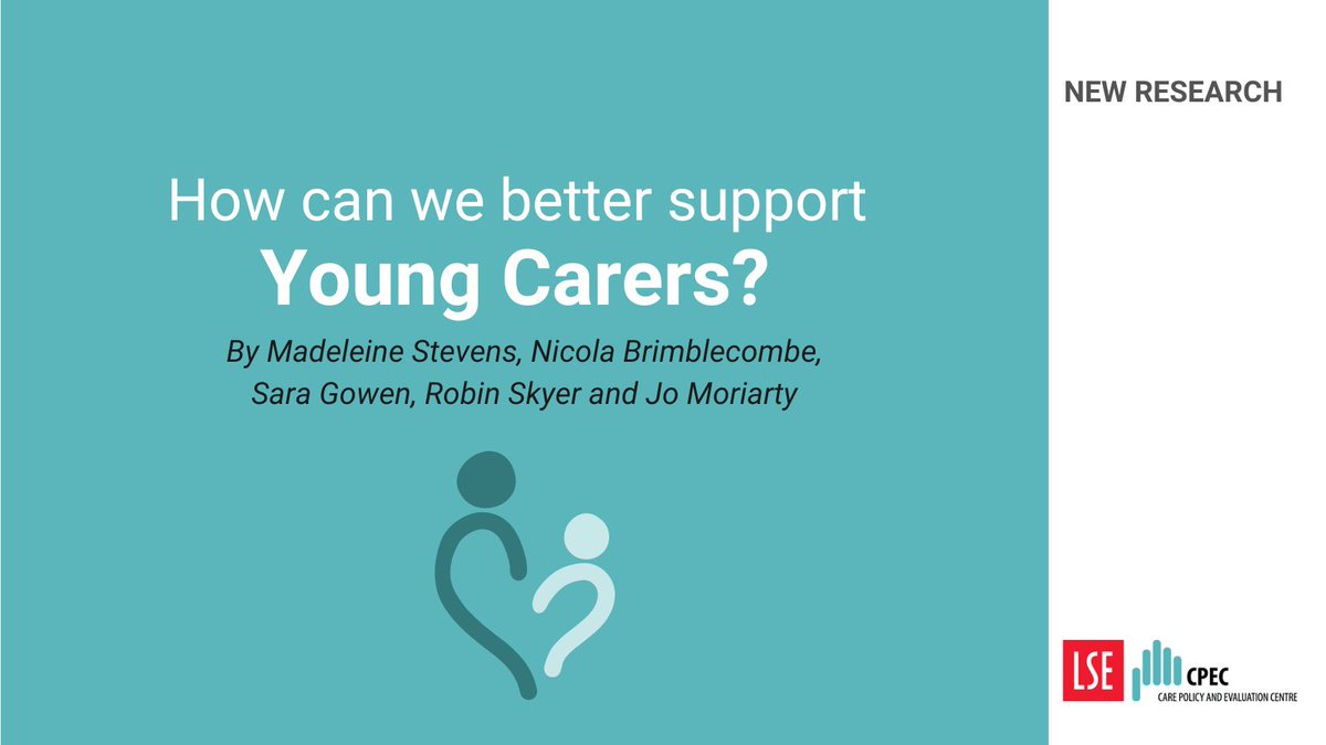 NEW RESEARCH: How can we better support young carers? 🧒 CPEC researchers @MadiSteves, @Nicbrimblecombe + @RobinSkyer w/ Sara Gowen (@SheffYoungC) + @Aspirantdiva (@hscwru) share experiences of 133 #YoungCarers in a @PLOSONE article. @NIHRresearch READ:👉lse.ac.uk/cpec/news/youn…