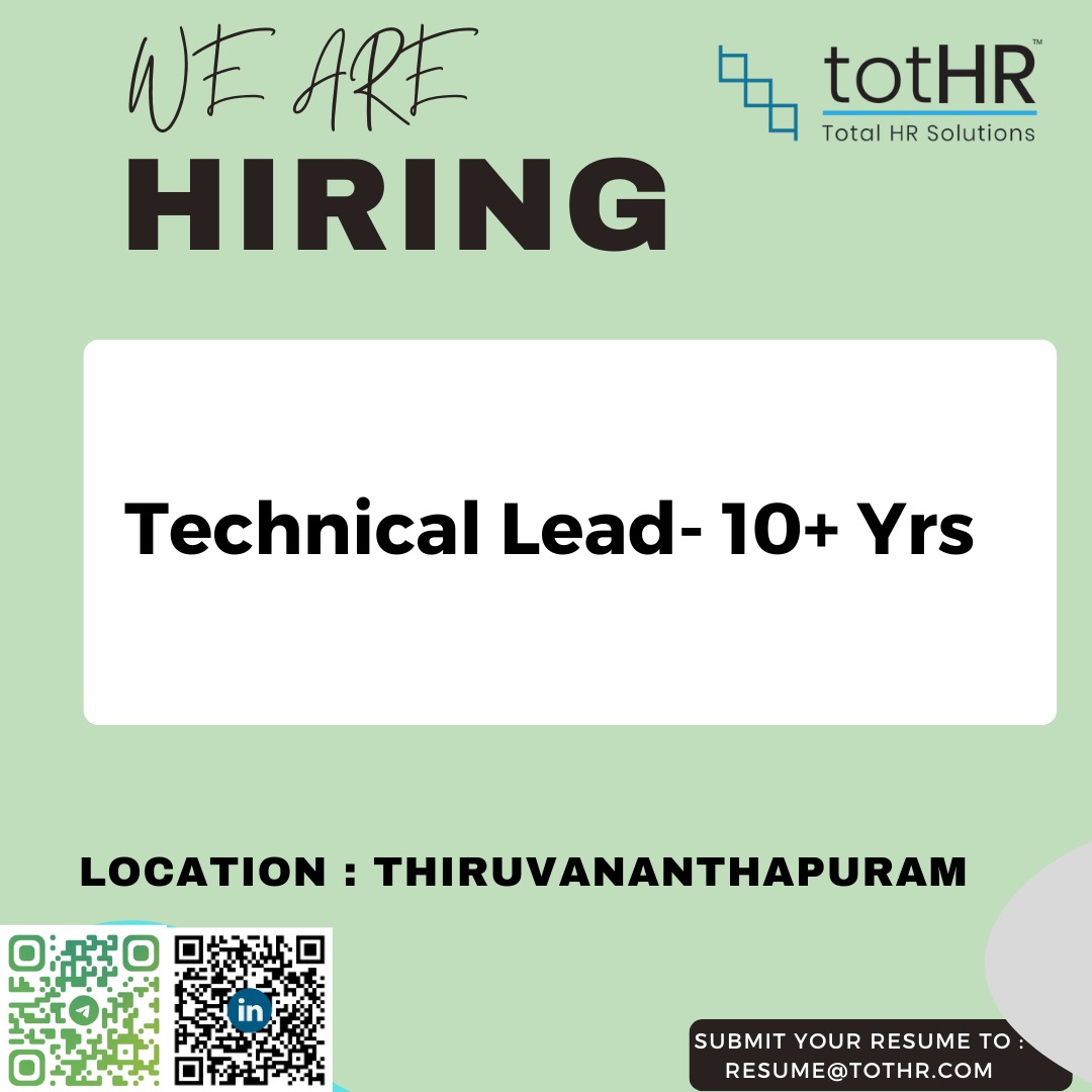 #technicallead #teamlead #backend #frontend #cloud #trivandrum #technopark #kerala #tothr #hiring