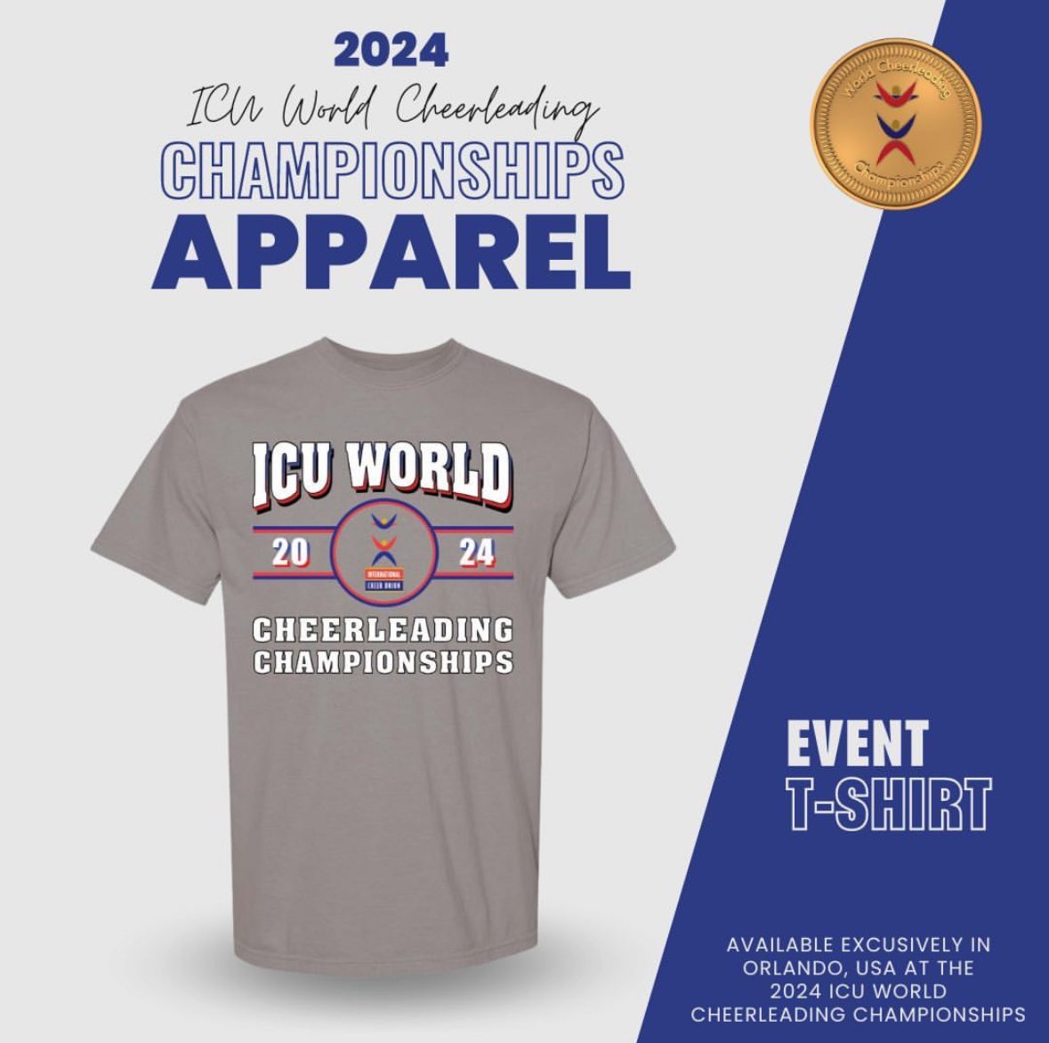 It's time for our 2024 ICU Championships Apparel Reveals✨️ First up in the 2024 ICU World Championships Apparel Reveal is the 2024 Event Championships T-shirt 👕 Stay tuned for the rest of the apparel items that will be available exclusively in Orlando at the Championships!