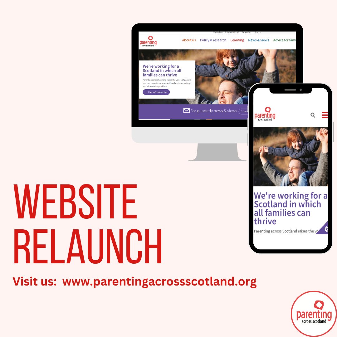 Website relaunch!! We are delighted to have the new version of our website now live!! Check it out to find out more about us, our policy areas, and the great bank of resources and evidence that we have! parentingacrossscotland.org #parentingacrossscotland