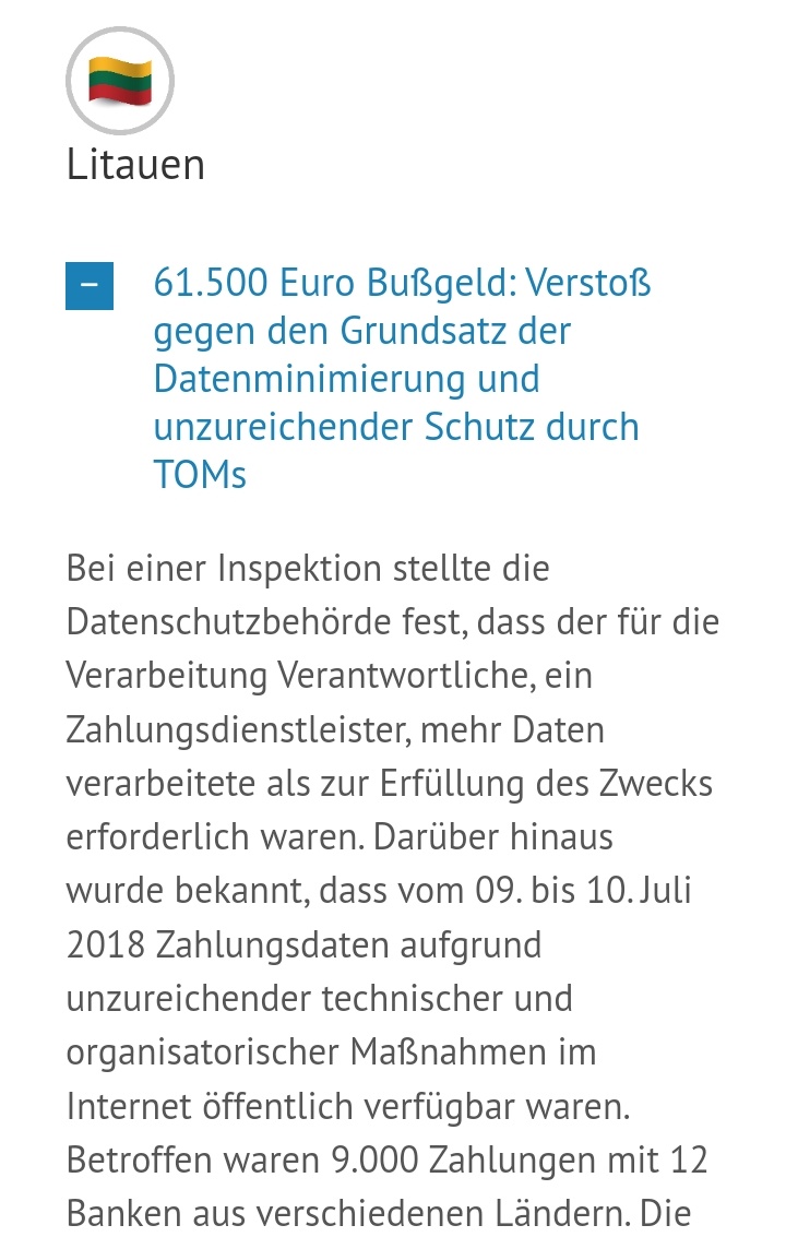 kryptomania84's tweet image. ...im Beispiel der Bußgelder in Litauen war sogar erst eine &quot;Inspektion&quot; durch die Datenschutzbehörde notwendig 😎
#Datenminimierung