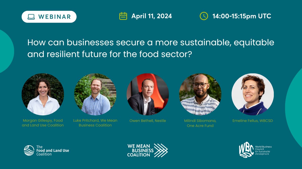 🖥️ Webinar! Join an inspiring panel of #FoodSystems experts from @WBCSD, @WMBTweets, @FOLUCoalition, @OneAcreFund & @Nestle to explore the financial implications of the food sector’s shift to #NetZero & key solutions for advancing equitable #ValueChains! wri.zoom.us/webinar/regist…