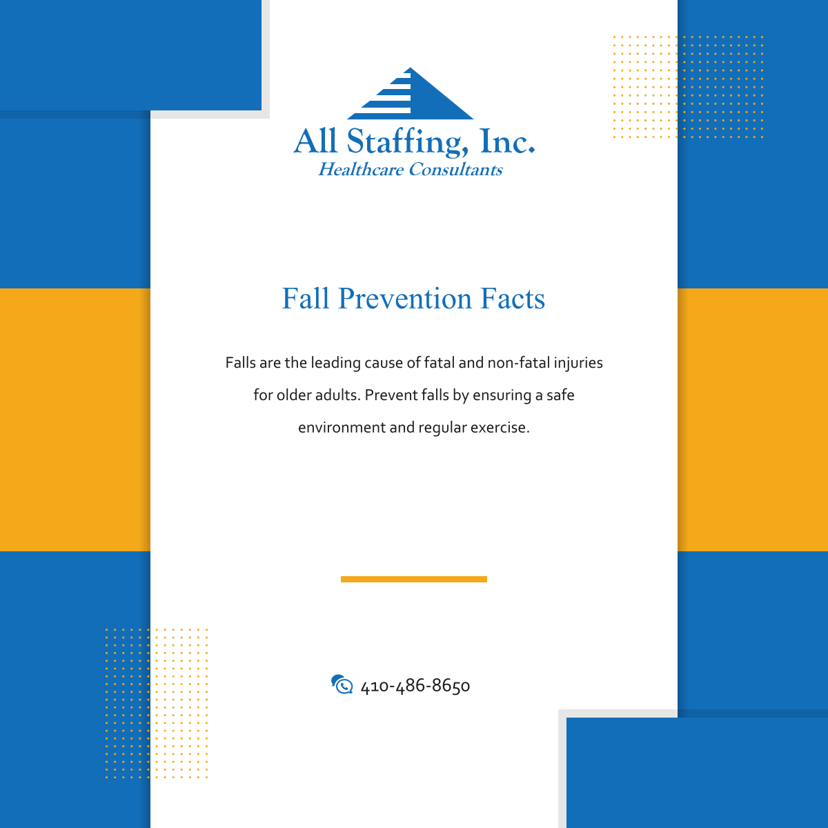 Stay safe and active! Take steps to prevent falls and maintain your independence. 

#OwingsMillsMD #HealthcareStaffingAndMedicalSupplies #FallPrevention