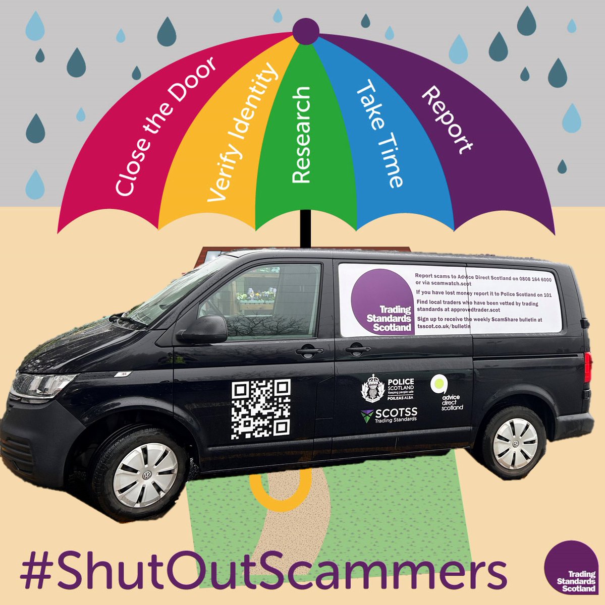 Officers from the Prevention, Intervention and Partnerships team will be at Cameron Toll shopping centre today with the #ScamVan providing Crime Prevention advice to the public along with partners from @agescotland and @CareRepairScot for the #ShutOutScammers campaign. @TSScot