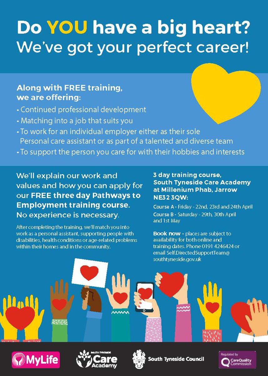 Exciting opportunity to train to work in a personalised way while supporting people in the community and at home. #socialcare #jobsincare #trainingacademy