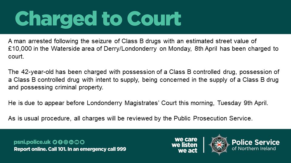 We have charged a man to court this morning, Tuesday 9th April, in connection with the seizure of Class B drugs with an estimated street value of £10,000 in the city.