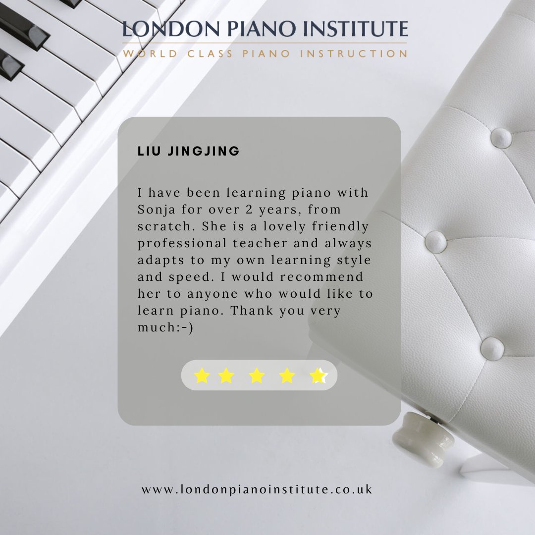 Thank you to our extraordinary student! Your review strike a chord in our hearts. Your feedback is music to our ears! 🎼🙏

#LondonPianoInstitute #StudentReview #PianoLessons #London