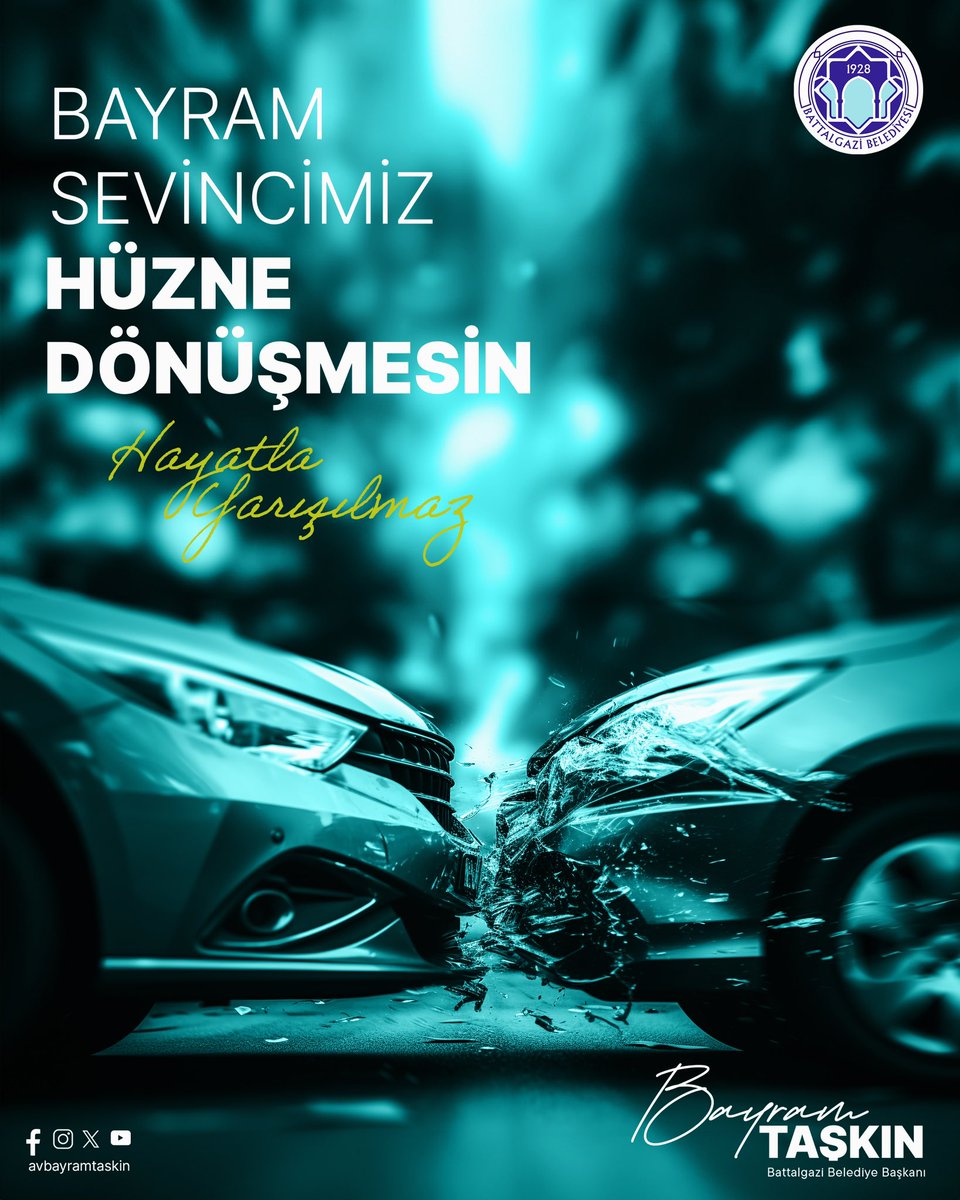 Sevgili Hemşehrilerimiz Bayram Sevincimiz Hüzne Dönüşmesin.

Trafikte, Sevdiklerimiz ve Kendimiz İçin;

📍Yorgun, Uykusuz Araç Kullanmayalım.
📍Hız Sınırını Aşmayalım.
📍Trafik Kurallarına Mutlaka Uyalım.

Hayatla yarışılmaz… 
#AsırlıkBattalgazi