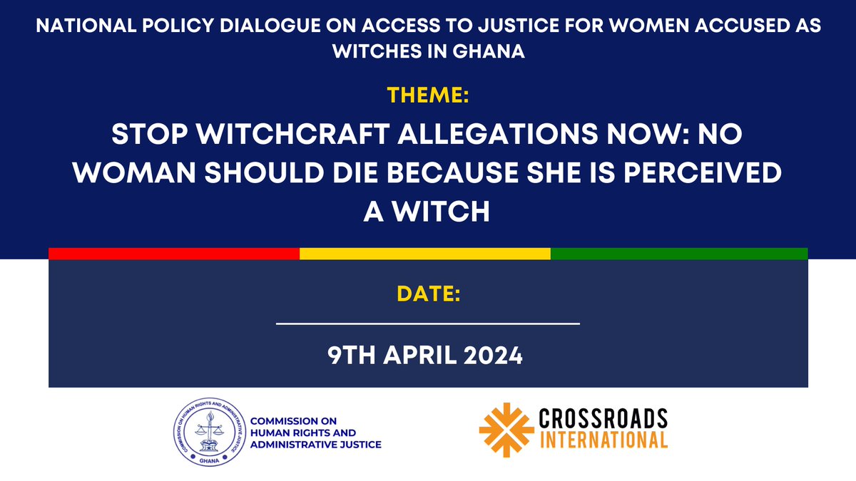 📢 Join us for a crucial National Policy Dialogue Meeting on Access to Justice for Women Alleged Witches in Ghana 🇬🇭. 🚫Let's put an end to gender-based violence and ensure justice for all! #StopWitchcraftAllegations #AccessToJustice #EndGBV