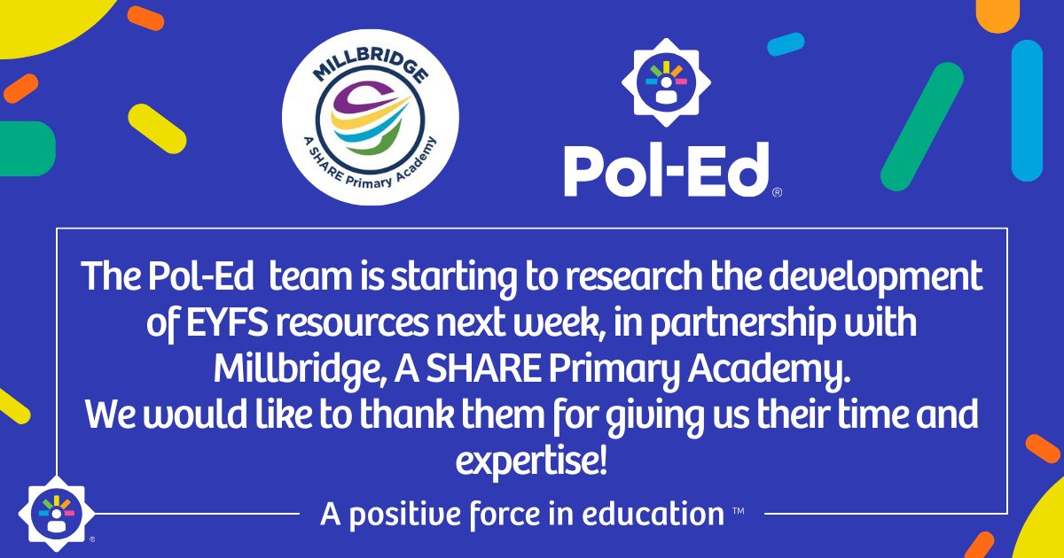 More exciting news here as the Pol-Ed team begins preparations for creating materials for #EYFS pupils. We are visiting <a href="/Millbridge_Acad/">Millbridge Primary Academy</a> next week to work alongside their early years practitioners.
#KeepingChildrenSafe
#APositiveForceInEducation