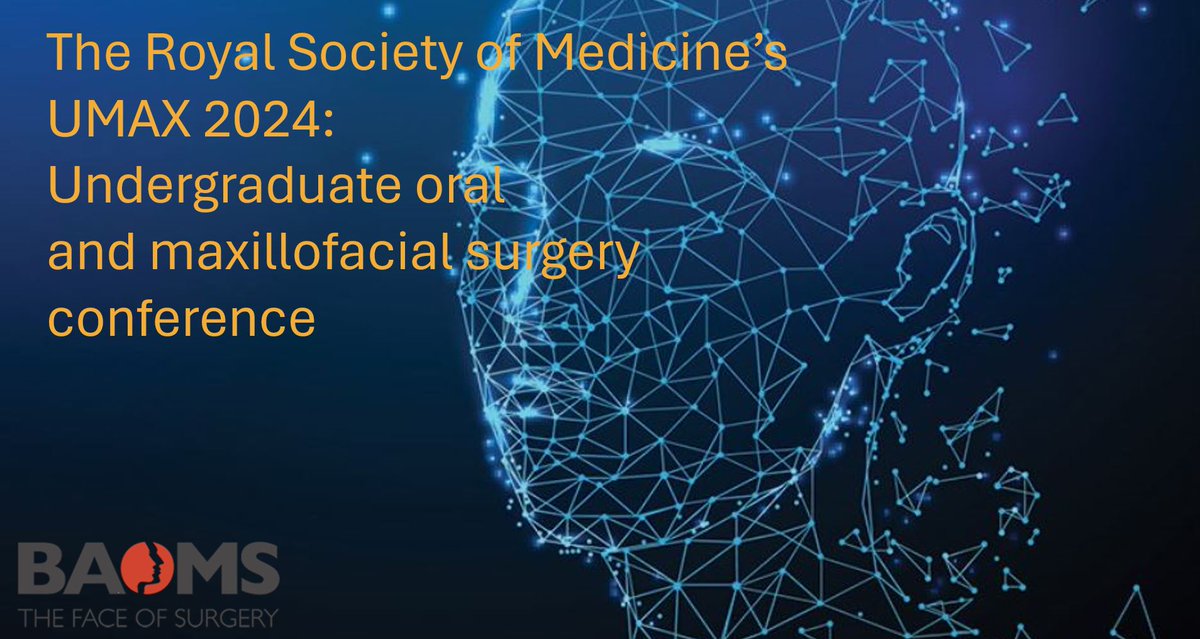 The @RoySocMed's UMAX 2024 #Undergraduate #OMFS #conference is on April 20, 2024. Attend this distinct annual conference for a day of educative lectures, practical hands-on workshops and career development seminars. Find out more and register here: rsm.ac.uk/events/oral-an…