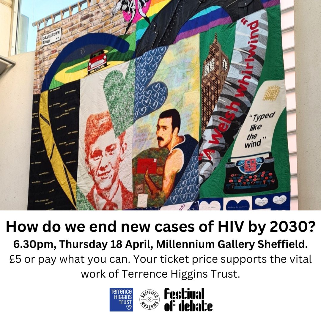 How do we end new cases of HIV by 2030? Panel discussion with @THTorguk and @FestofDebate at @SheffMuseums from 6.30pm on Thursday 18th April. Book tickets at: eventbrite.co.uk/e/panel-discus… #HIV #HIVprevention #festivalofdebate