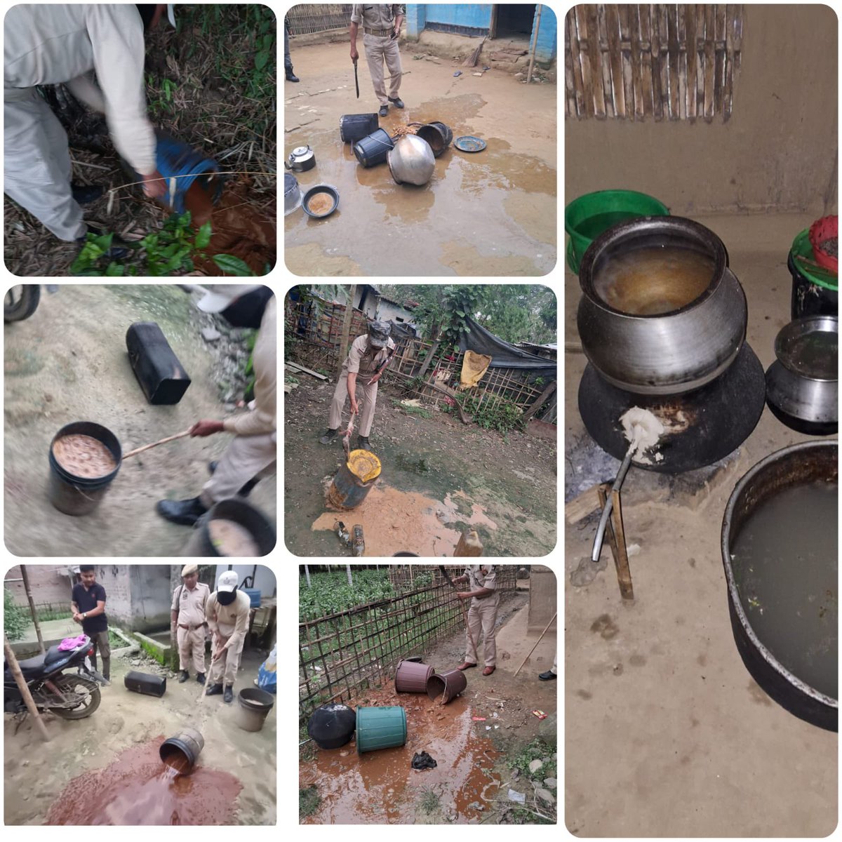 Continuous drive against illicit country liquor across the district. Huge amount of illicit country liquor has been destroyed. @assampolice @DGPAssamPolice @gpsinghips @HardiSpeaks