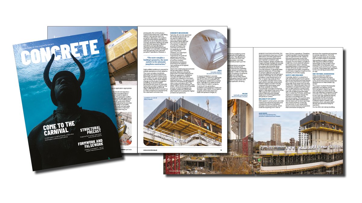 In Concrete’s April issue, Tony Austin of @doka_com reports on the dilemma of deciding whether a slipform or a jumpform-type solution should be used when constructing high-rise building concrete cores. Read article: tinyurl.com/bdbxkm4m Subscribe: bit.ly/3Bgh6Sy