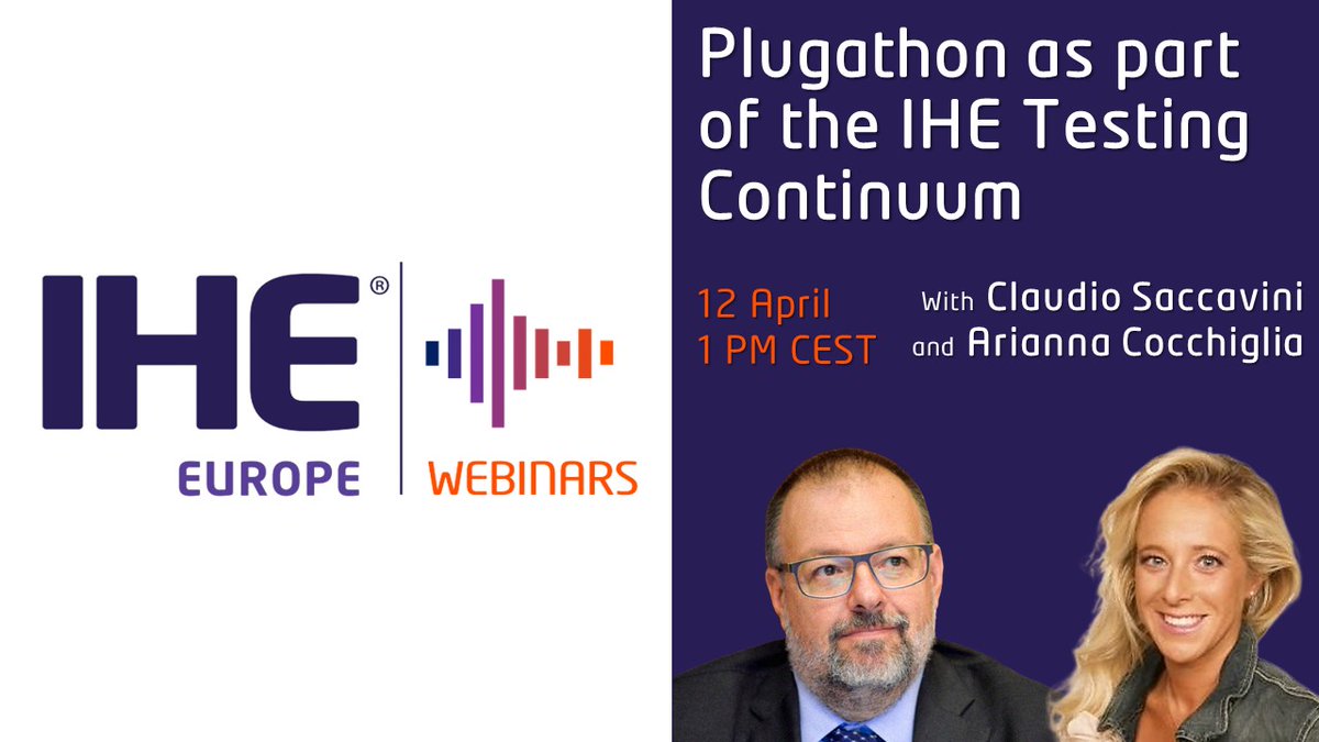 Don't miss out on the opportunity to learn more about the #Plugathon testing events during the upcoming IHE Webinar this Friday, 12 April, at 1 PM CEST. 
📅 Mark your calendar and secure your spot today:

events.teams.microsoft.com/event/5eb0498d…