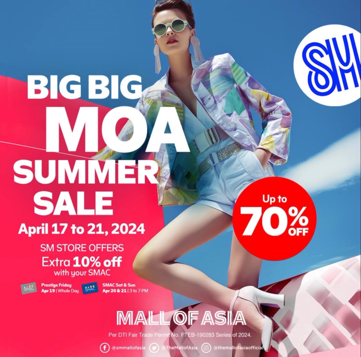 Mark your calendars for the ultimate shopping experience! 🗓️ Don't miss the chance to score unbelievable discounts of up to 70% off at the Big Big MOA Summer Sale! Get ready to shop 'til you drop and snag incredible deals on your favorite brands. See you there! 💯🤗🫶🏻