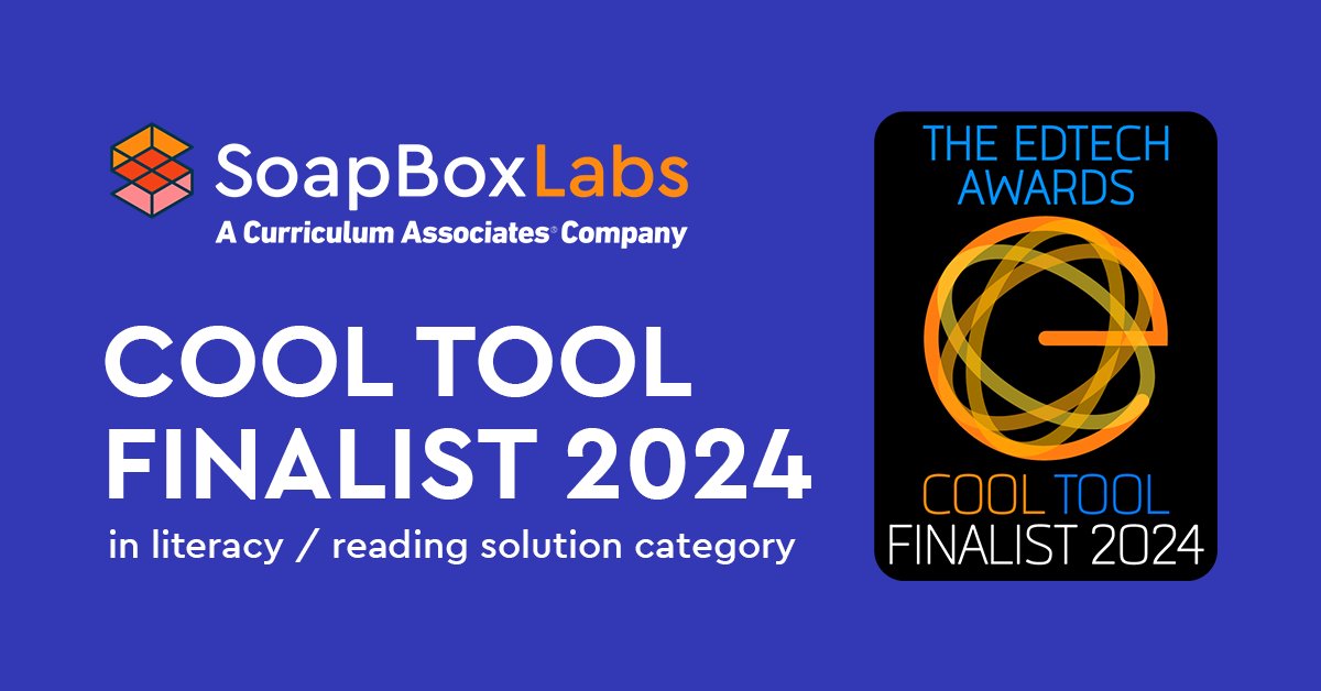 We're proud to announce that SoapBox has also been named a finalist in the Literacy/Reading Solution category at the @edtechdigest Awards 2024! 🏆 Join SoapBox+@CurriculumAssoc in celebrating this double honor at the ASU+GSV AIR Show. asugsvsummit.com/airshow/regist…