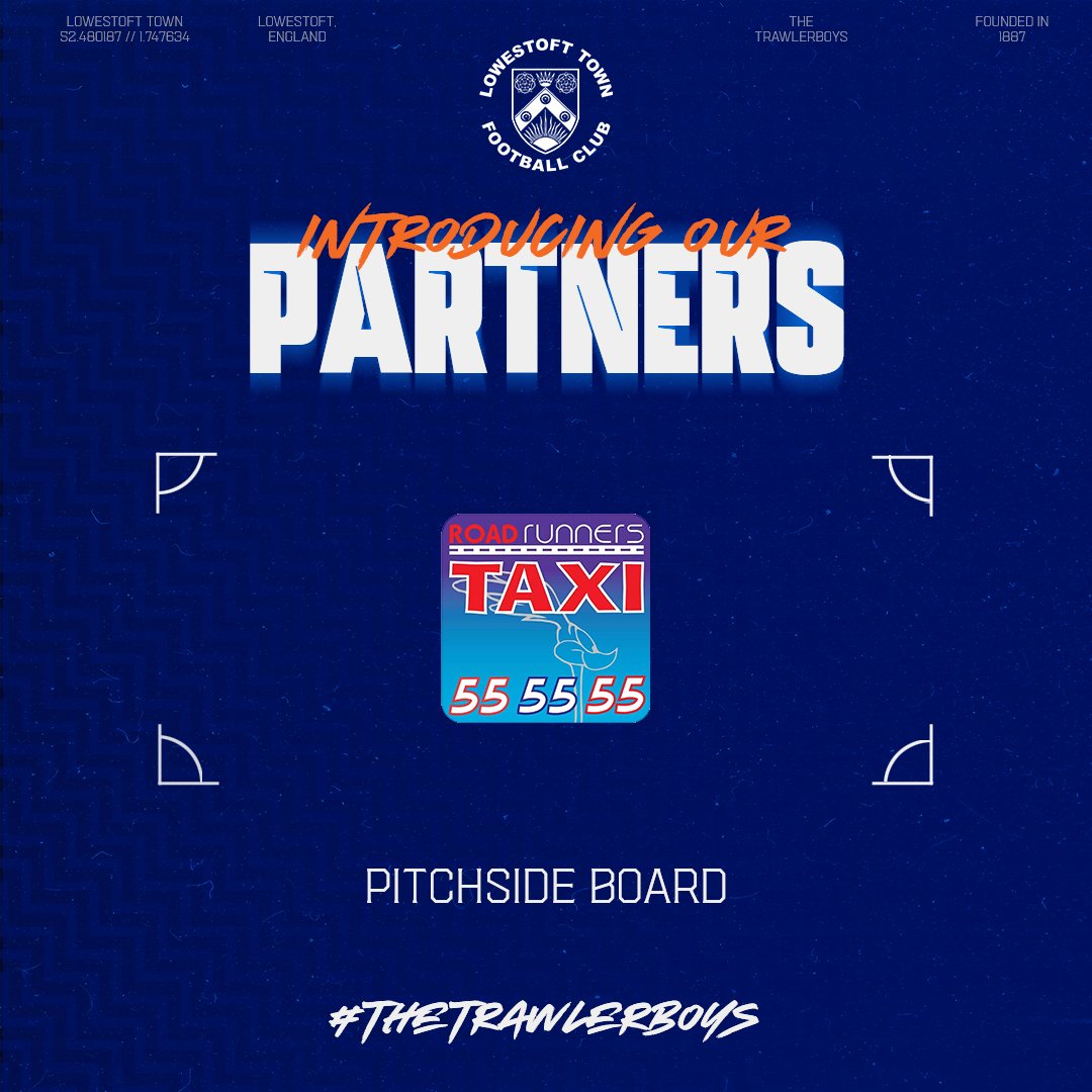 '🎉 A massive shoutout to Roadrunners Taxis Lowestoft - 01502 555555 ! Your partnership and support, proudly displayed on our pitchside boards, fuels our team spirit. Thank you for being a crucial part of our journey! 🙏⚽ #RoadrunnersTaxi #IntroducingOurPartners