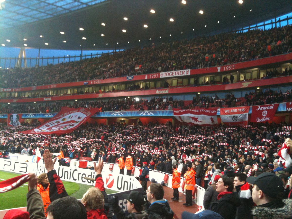 The North Bank the last time we had a Champions League quarter final, from our old seats in Block 14. For the longest time time that night was the best atmosphere I'd seen at the Emirates. Nowadays we're capable of much more. Can't wait.