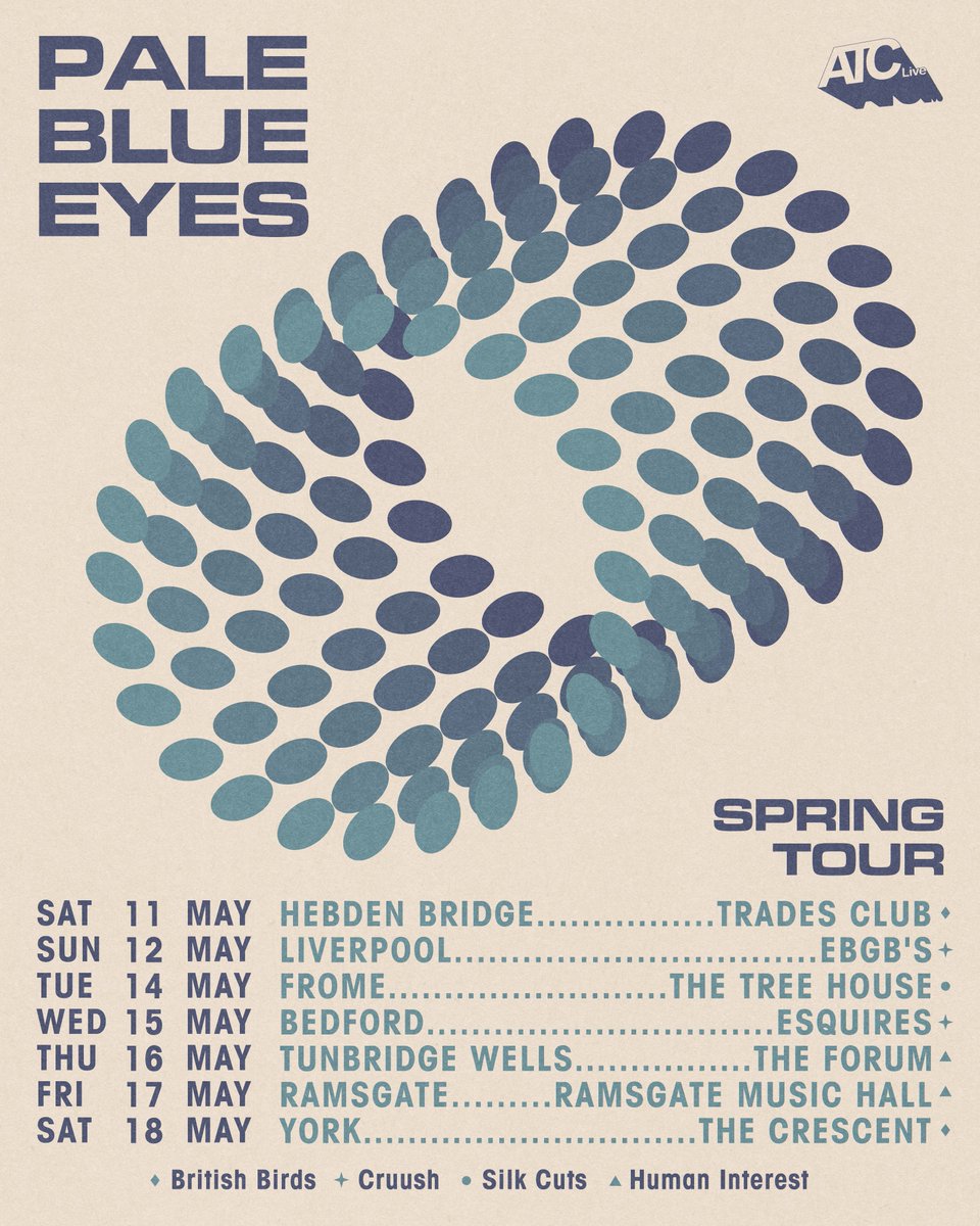 We're back out on tour this May and are v.chuffed to have the following bands joining us @itsbritishbirds for Hebden Bridge and York, @cruushband for Liverpool and Bedford, @silkcutstheband for Frome, @xhumaninterestx for Tunbridge Wells and Ramsgate. 🎟️ tr.ee/521C5UnQtD