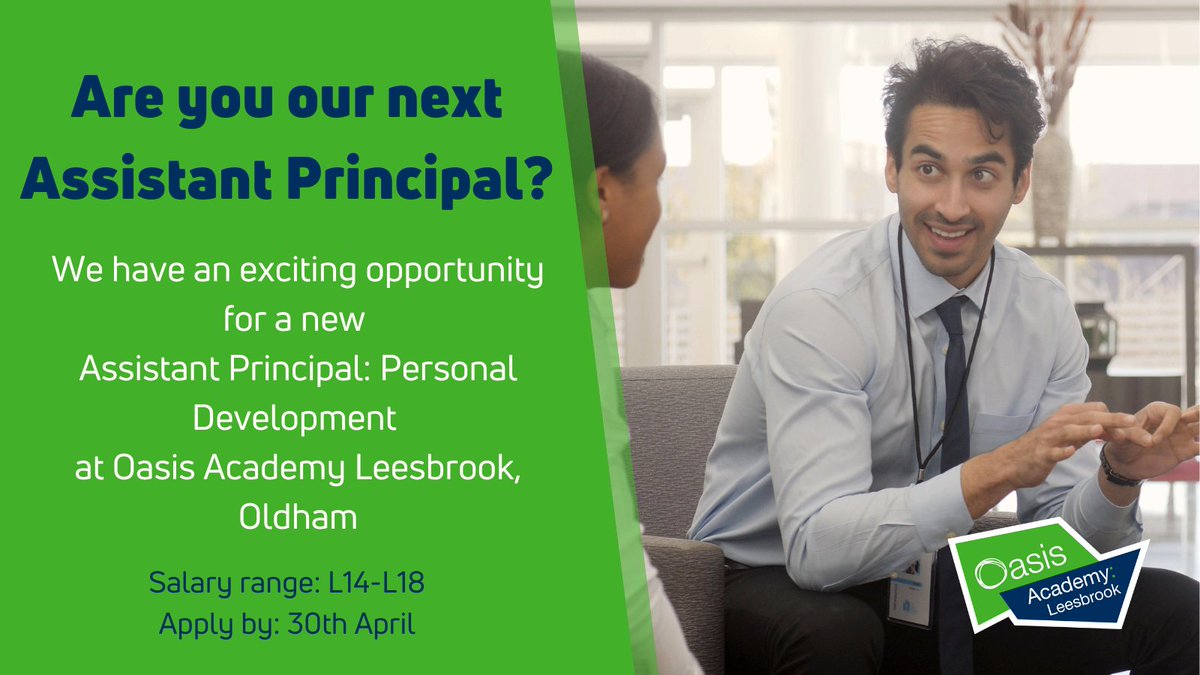 Are you ready to lead with passion and purpose? We're #hiring a dynamic individual to oversee all aspects of students' Personal Development @OasisLeesbrook in #Oldham. If you're ready to make an impact, apply by 30th of April here oclcareers.org/job/assistant-…