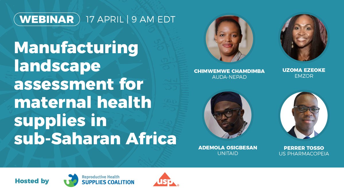 WEBINAR: 💻 Manufacturing landscape assessment for maternal health supplies in sub-Saharan Africa📆 17 April 2024 🕒 09:00 EDT 🔗 lnkd.in/ev5aY-bc Insights on regional manufacturing, regulatory harmonization, donor priorities, global procurement of maternal health supplies