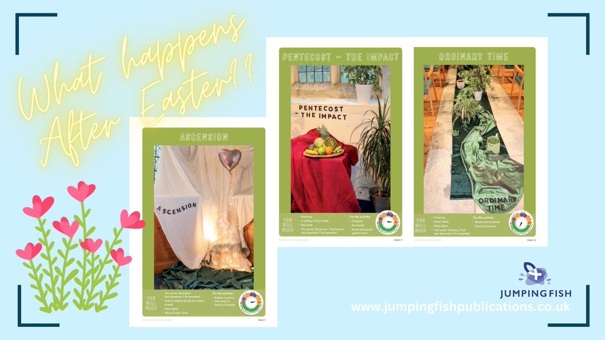 JumpingFish10's tweet image. So what happens now? Experience After Easter has this covered! This resource focuses on events such as Ascension, Pentecost, Trinity Sunday and Ordinary Time. For more information, please visit buff.ly/42IqGtn 
@glosdiocschools @GlosDioc @BishGloucester @bptewkesbury