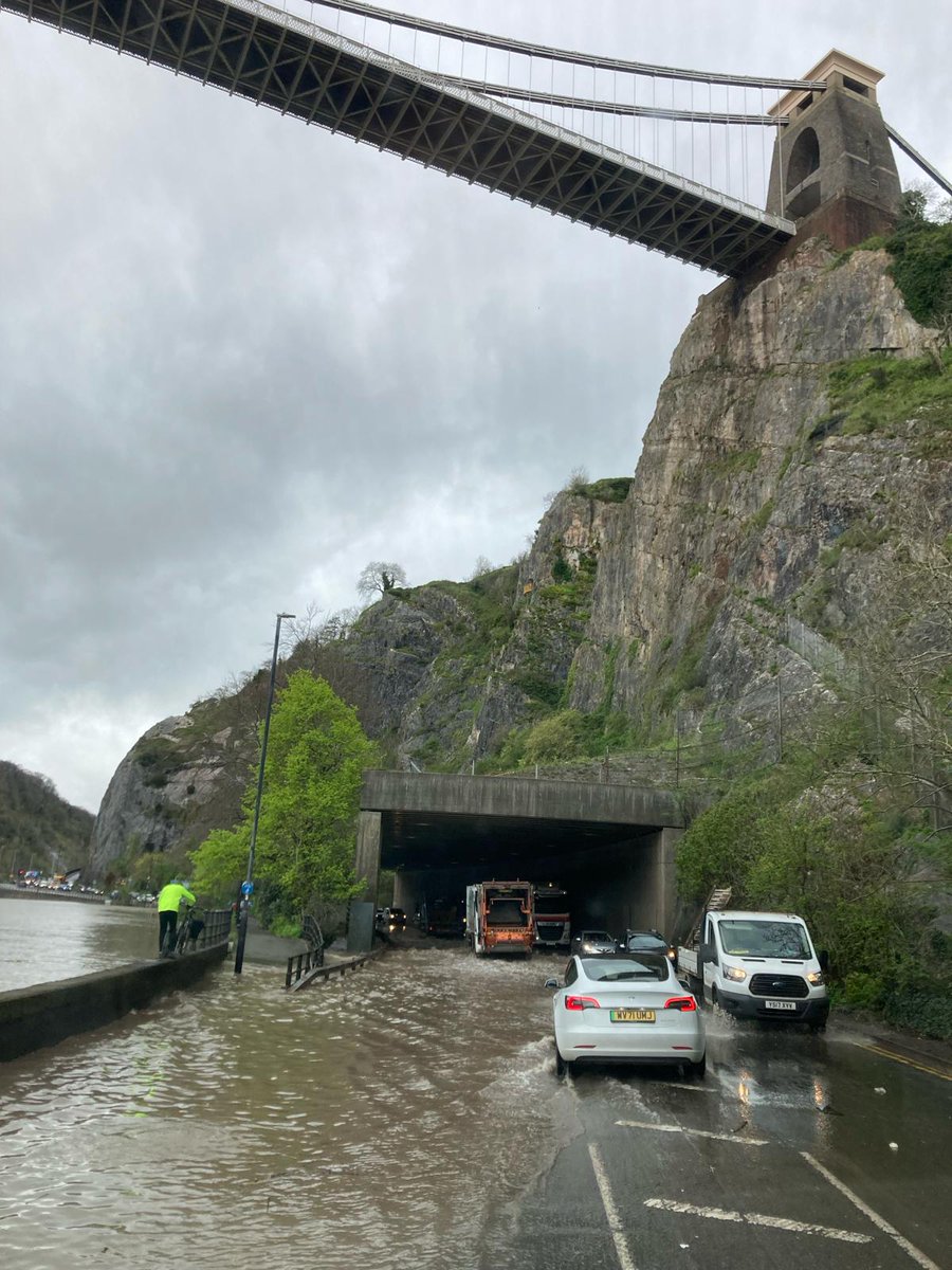 Thanks to my colleague @JohnMag20 for this shot of the tidal inundation on the Avon across the #Portway in #Bristol this morning... #StormPierrick