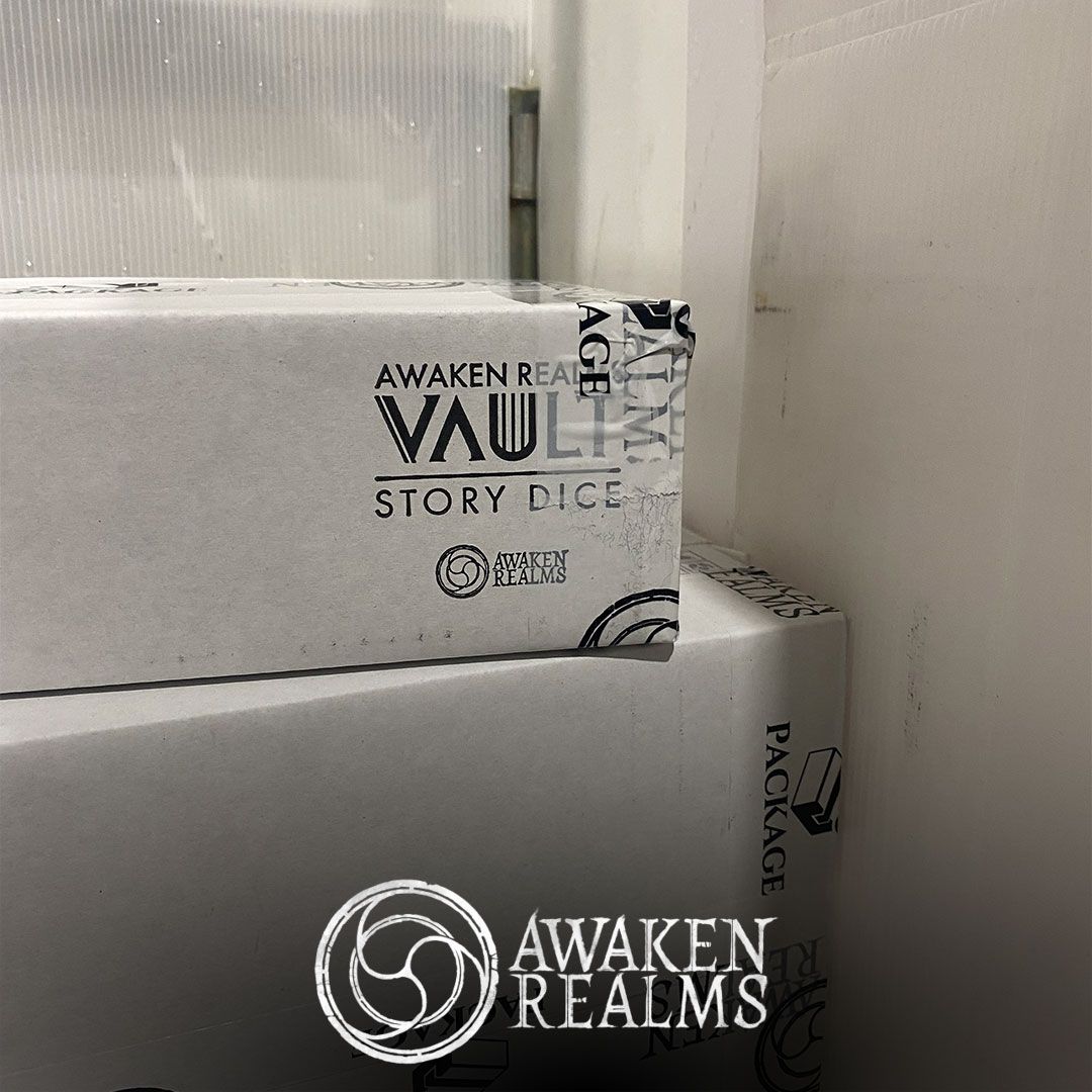 A much smaller (in size) Awaken Realms campaign than we are used to. Vault Story Dice are here and were all rolled out within a day 🎲 #zatugames #zatufulfilment #boardgames